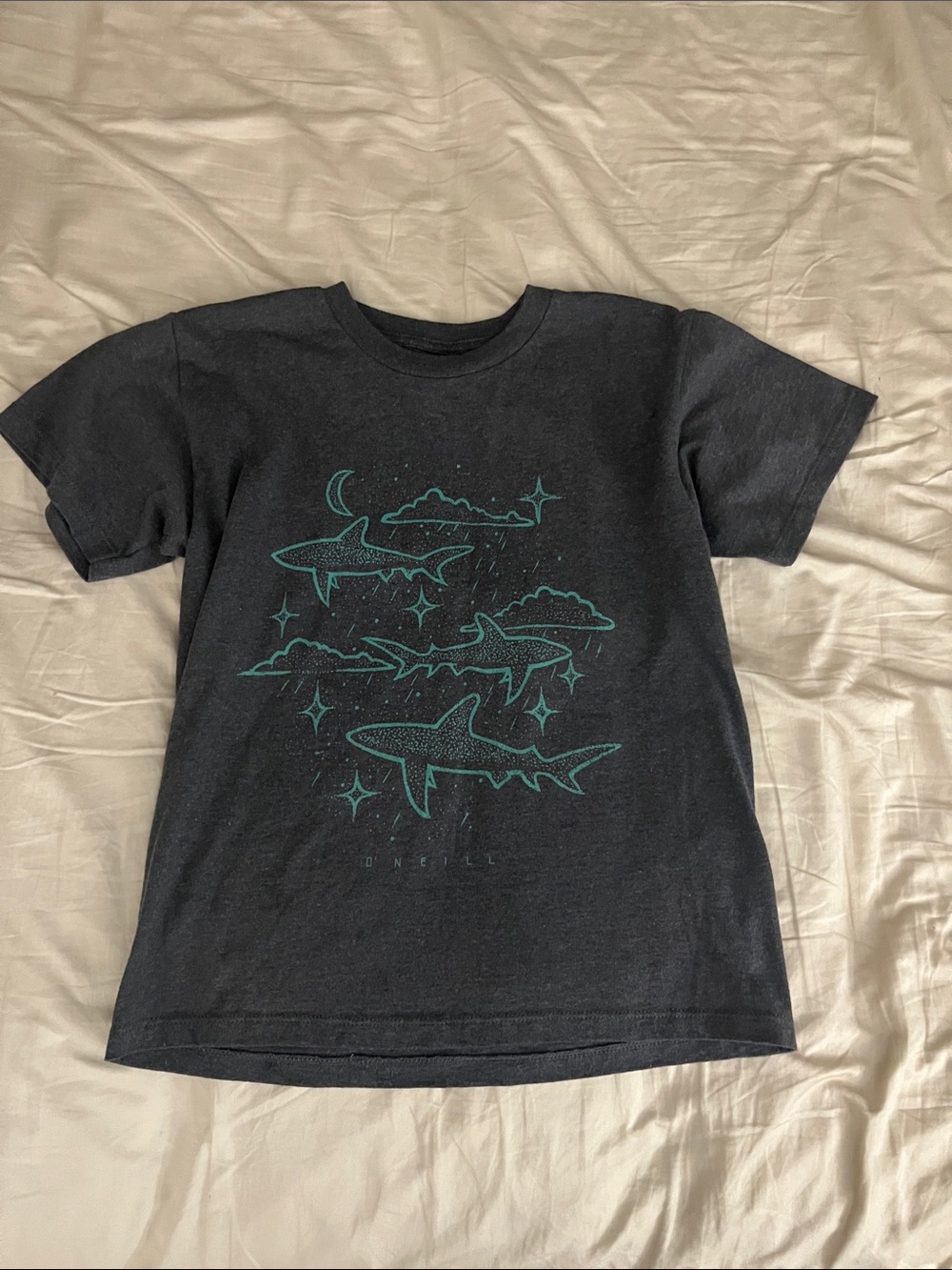 O'Neill Grey Tee with Teal Shark Print